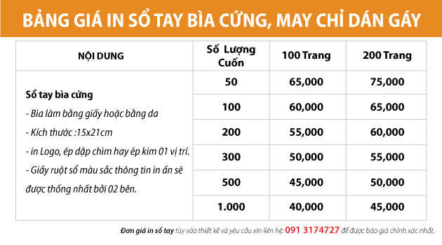 Cách báo giá in sổ tay bìa cứng theo yêu cầu